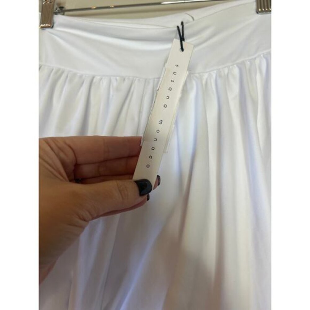 NWT Susana Monaco Smocked Elastic Waistband Back Poplin Bubble Short White - Picture 6 of 8